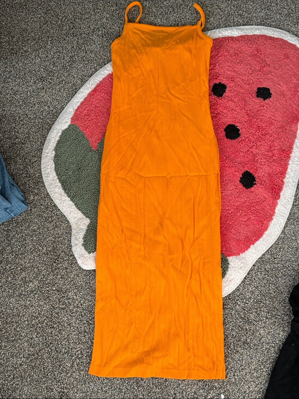 wild fable Orange Ribbed Spaghetti Strap Maxi Dress
